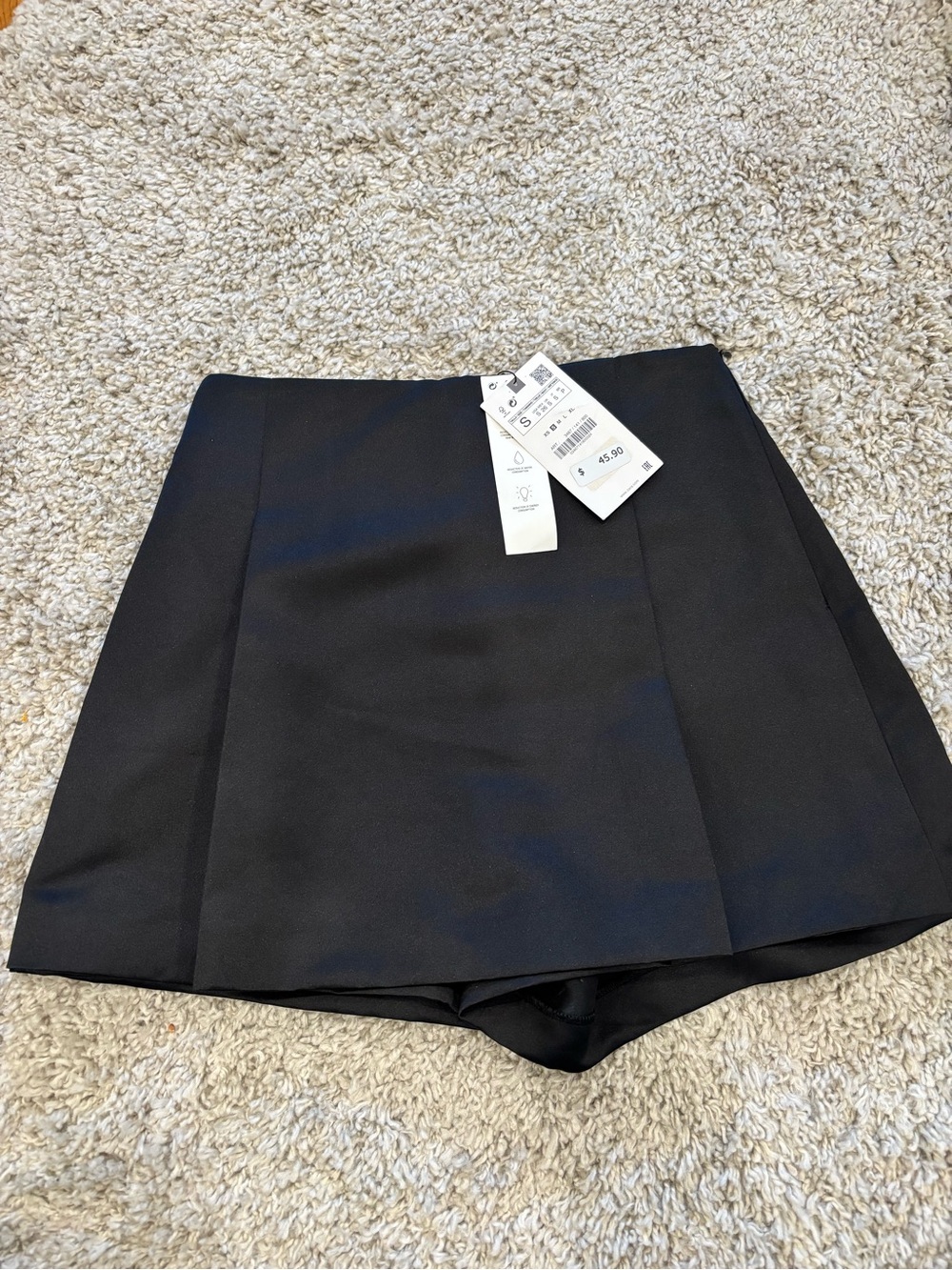 Zara Black Tailored Satin Skort